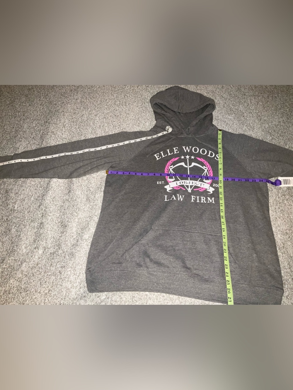 NWT Elle Woods Law Firm Graphic Hoodie Dark Gray with Pink Accent TORRID 2 - Picture 5 of 8